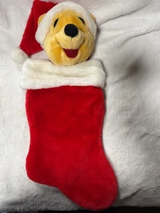 VINTAGE DISNEY WINNIE THE POOH IN WEIHNACHTSMANNMÜTZE WEIHNACHTEN PLÜSCHSTRUMPF 3D KOPF - Bild 1 von 7