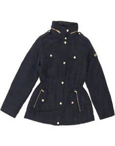 MICHAEL KORS Womens Hooded Utility Jacket UK 14 Medium Navy Blue Polyester BD01 - Picture 1 of 3