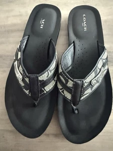 Coach Flip Flop JODEE Signature Black Canvas Women’s Size 9 M - Picture 1 of 5