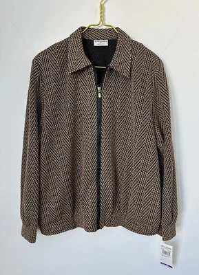 NUEVO CON ETIQUETAS Chaqueta De Colección Alfred Dunner Negra Dorada Brillante Tejida Cremallera Frontal Para Mujer’s 16 Foto 1 de 4