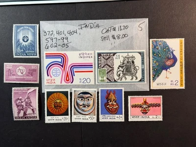 India # 372, 401, 404, 597-99, 602-05 ect MNH valor Scott $11,70 Foto 1 de 4
