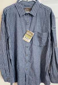 NWT Drake Waterfowl NeverTuck Midnight Plaid Shirt L/S Sz Large - Picture 1 of 8