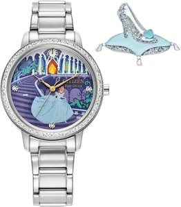 Citizen Women'S Eco-Drive Disney Princess Cinderella Crystal Watch and Pin Gift - Picture 1 of 8