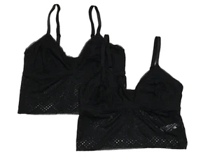 Lot of 2 Auden Women's L Black Bra Unlined Wire Free Pullover Long Line Bralette - Picture 1 of 15
