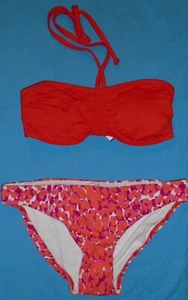 Next Bandeau Bikini red top & 3 x pink animal print briefs Size 8 New Tags BNWT - Picture 1 of 3