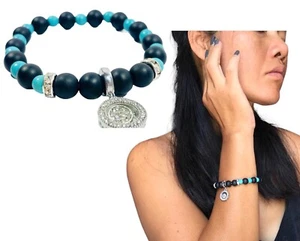 Adjustable Chakra Bracelet with Healing Stones and Charms Yoga Meditation Bangle - Picture 1 of 17