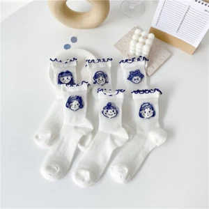 Women Girls one size lovely transparent Summer socks cotton silk soft socks - Picture 1 of 11
