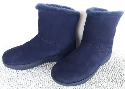 FitFlop Mukluk Botines Cortos Azul Gamuza Tobillo Botas para Mujer ~ Talla 6 ~ Muy Bonitas Foto 1 de 4