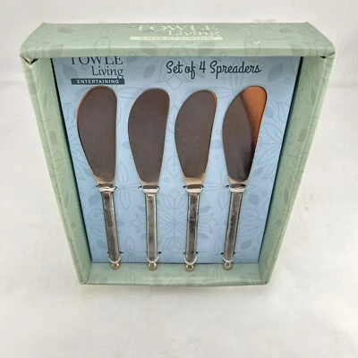 Facas espalhadoras de aço inoxidável Towle Living 6” conjunto de 4 novo acabamento antigo martelado - Imagem 1 de 4