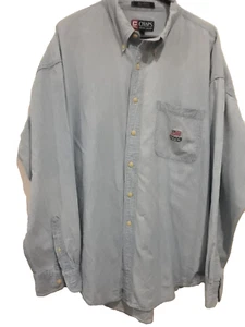 CHAPS Ralph Lauren Shirt Denim Blue Size X Large Long Sleeve Pocket Cotton - Foto 1 di 13
