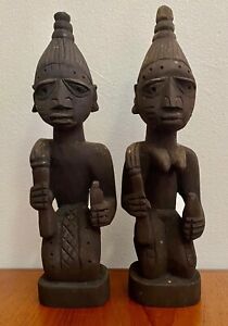 Original Ere Ibeji Yoruba in wood, Figures Doll, Nigeria Shaki Oyo Man & Woman