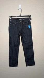 New Childrens Place Boys 6 Blue Dark Wash Straight Adjustable Waist Jeans - Picture 1 of 9