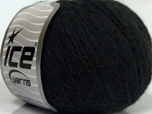 Black Angora Cashmere 68753 Ice Yarns Luxury Blend Sport Weight 50gr 218yds - Picture 1 of 5