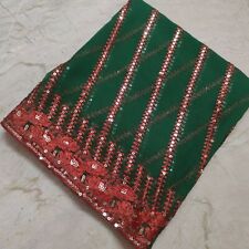 Exotic Indian Dupatta Scarf Long Sequins Hand Embroidery Georgette Veil Stole L"