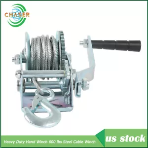 Heavy Duty Hand Winch 600 lbs Steel Cable Crank Gear Winch Atv Boat Trailer US - Picture 1 of 19