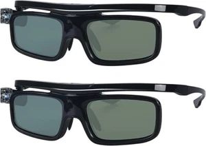 TOUMEI 3D-Brille, Aktive Shutter-Technologie, Wiederaufladbar, Schwarz – 2 Stück - Bild 1 von 7