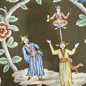 Vtg Brunschwig Fils Lorenzo Rubelli Chinoiserie Fabric Sample Marco Polo 52Lx50W - Picture 1 of 16