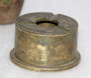 Retro Vintage Mughal Brass Handcrafted Blue/Black Ink Pot, Rich Patina 14020 - Picture 1 of 7