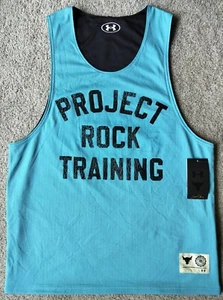 Under Armour Men's Size S Project Rock Reversible Gym Mesh Tank Top Blue Black - Picture 1 of 6