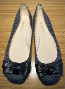 Taryn Rose Shoes Bettina Woman Sz US 7.5 Gray Black Flats Bow tie - Picture 1 of 5