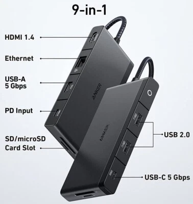 Anker 552 USB-C HUB (9-in-1) 4K HDMI with 100W PD for most Laptops & Tablets - Image 1 of 4