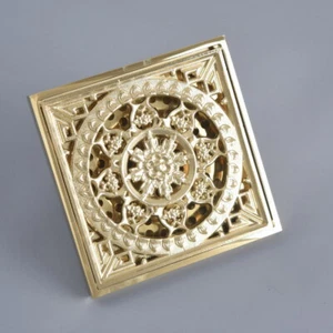 Polished Gold Square Shower Drain Strainer Floor Cover Bathroom Bath Accessories - Picture 1 of 7