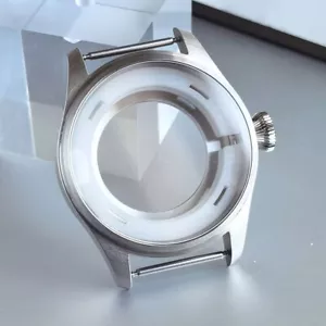 Estuche grande piloto con chorro de arena 43 mm fondo de vidrio transparente 20 ATM zafiro ajuste NH35 PT - Imagen 1 de 15