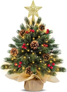 18 Inch Tabletop Christmas Tree with Timer 30 Lights Battery Operated Star 12 Re - Picture 1 of 12