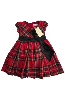 NWT Trish Scully 2T Amaryllis Red Tartan Plaid Dress w Black Satin Bow - Picture 1 of 4