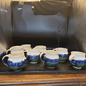chilmark pottery Martha’s Vineyard Set Of 8 Pottery Coffee Mugs - Picture 1 of 10