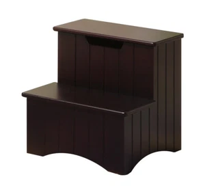 Kings Brand Furniture - Takoma Wood Bedroom Step Stool with Storage, Dark Cherry - Picture 1 of 5