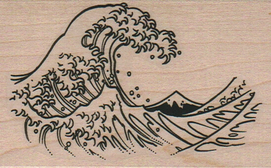 Sello de goma Big Wave 2 1/2 x 3 3/4", sello de océano, náutico, playa Foto 1 de 1