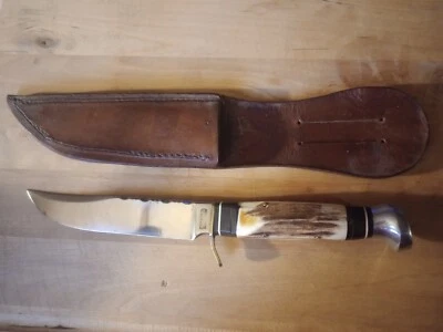 Cuchillo de colección Olsen Soligen mango de ciervo con funda de cuero precioso  Foto 1 de 4