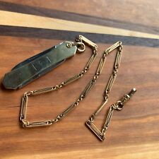 Antique Simmons 14" Gold Filled Pocket Watch  Chain w/ Fob #25