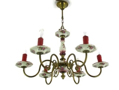 Люстра 6 рычагов огни керамический фарфор керамическая латунь итальянский розовый цветы - Изображение 1 из 4