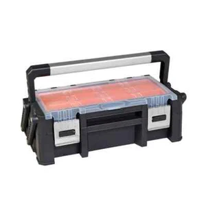 18 in. Portable Plastic Tool Box Organizer with Removable Compartments for Small - Picture 1 of 7