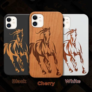 Horse 1 Wood Case iPhone 15/14/13/12 Pro/Pro Max/Mini/Plus Samsung S22/23 L - Picture 1 of 10