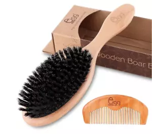 BLACK EGG Boar Bristle Hair Brush for Women Men Kid, Soft Natural Bristles - Picture 1 of 8