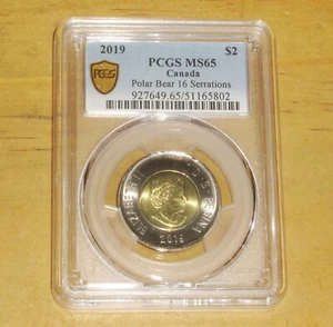PCGS MS65 - Canada 2019 Toonie 16 Serrations 2 Dollars Two Dollar - Picture 1 of 2