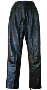 Schwarze Echtlederhose mit Futter Hochhaus Gr. 10 - Bild 1 von 6