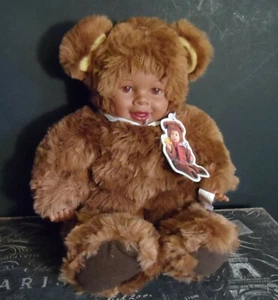 ANNE GEDDES Brown TAGGED STUFFED BEAN BAG STYLE TEDDY BEAR with PLASTIC FACE - Picture 1 of 12