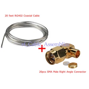 RF Semi-rigid cable Coaxial Cable .141" RG402 / 20 feet +20pcs SMA RF Connector - Picture 1 of 7