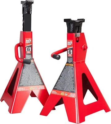 BIG RED 6 Ton (12,000 lbs) Capacity Torin Steel Jack Stands, Red, 1 Pair - Image 1 of 4