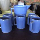 Buckeye Pottery Beer Stein & 5 Mugs Rare Cornflower Delft Blue Color