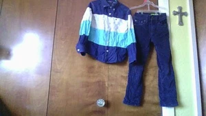 Boys Size 5 J.Crew Corduroy Pants & Tommy Hilfiger LS Buttn-Up Shirt (Has Hole) - Picture 1 of 23