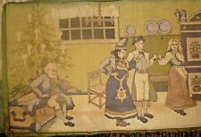 1803 Antique Tapestry RARE CHRISTMAS Celebration RARE Tree Dance 17x54"