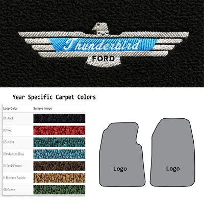 Alfombrillas delanteras de bucle ACC 1955-1957 Ford Thunderbird Logo 2 piezas Foto 1 de 4