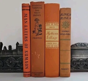 4 Vintage Hardcover Orange Farbe Dekor Bücher - Bild 1 von 9
