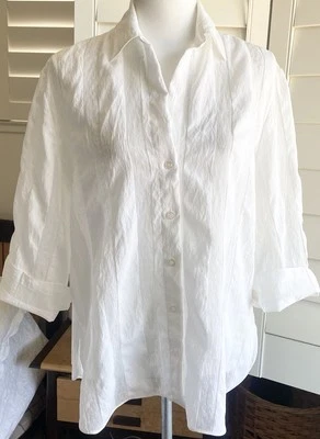 Blusa Zara Mujer M Blanca Transparente Vertical Rayas Manga 3/4 De Gran Tamaño Foto 1 de 4