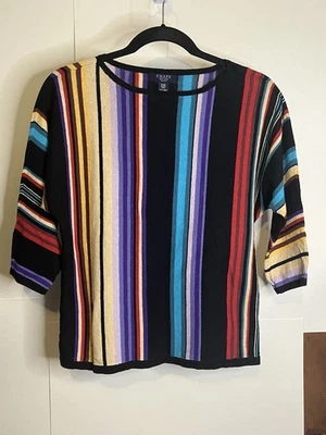 Top tejido CHAPS Ralph Lauren talla pequeña PM azteca a rayas lino mezcla algodón Foto 1 de 4